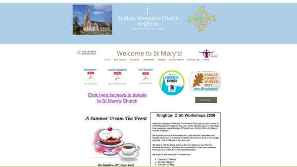Screenshot of the The Parochial Church Council Of The Ecclesiastical Parish Of St.mary Magdalen,knighton,leicester website
