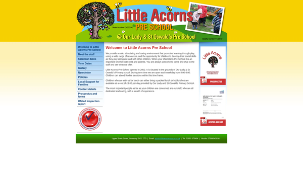 Screenshot of the Little Acorns @ Our Lady & St. Oswald's Pre-School website
