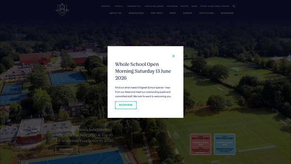 Screenshot of the Friends Of Chigwell School website