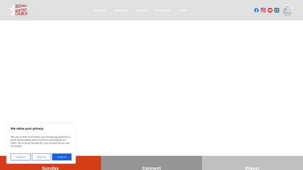 Screenshot of the Redhill Baptist Church website