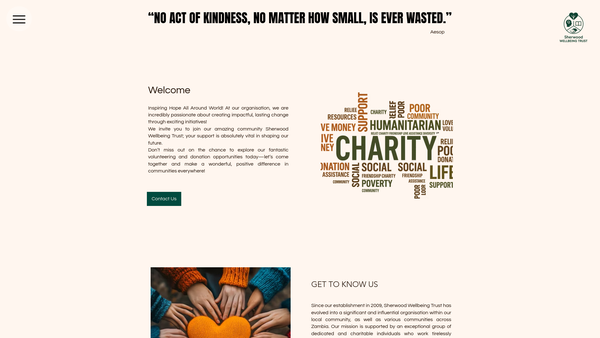 Screenshot of the Sherwood Wellbeing Trust website