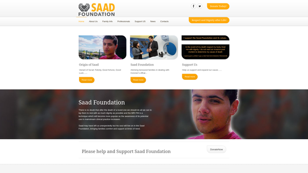 Screenshot of the Saad Foundation website
