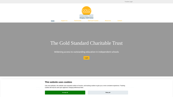 Screenshot of the The Gold Standard Charitable Trust website