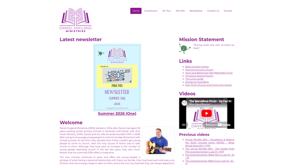 Screenshot of the Vine Youth Ministry website