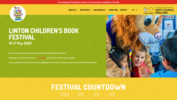 Screenshot of the The Linton Children's Book Festival website