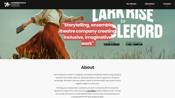 Screenshot of the Hammerpuzzle Theatre Company website