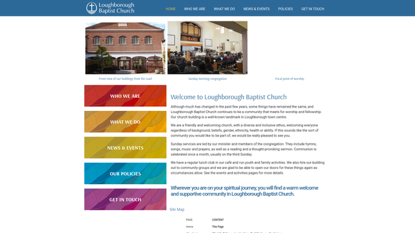 Screenshot of the Loughborough Baptist Church website