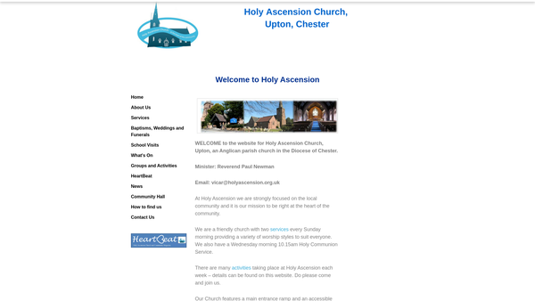 Screenshot of the The Parochial Church Council Of The Ecclesiastical Parish Of Holy Ascension,upton-By-Chester website