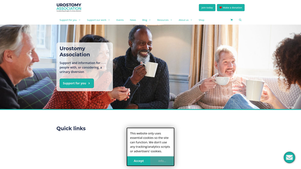 Screenshot of the Urostomy Association website