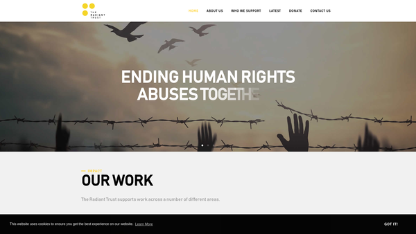 Screenshot of the The Radiant Trust website