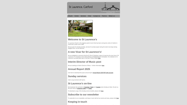 Screenshot of the The Parochial Church Council Of The Ecclesiastical Parish Of St Laurence, Catford website