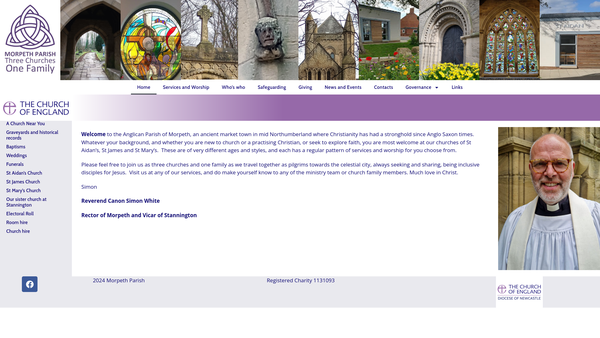 Screenshot of the The Parochial Church Council Of The Ecclesiastical Parish Of St Aidan, St James And St Mary The Virgin, Morpeth website