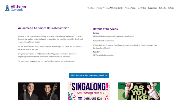 Screenshot of the The Parochial Church Council Of The Ecclesiastical Parish Of All Saints, Gosforth website