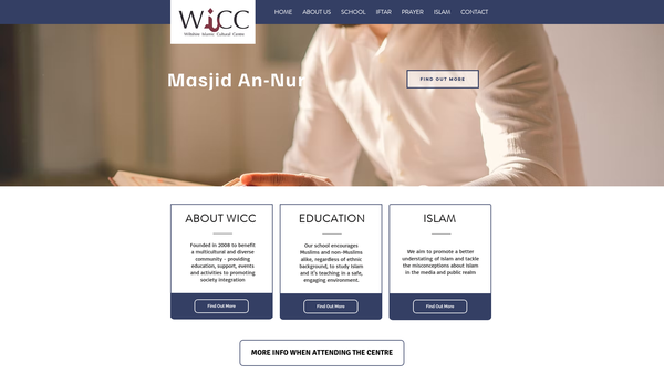 Screenshot of the Wiltshire Islamic Cultural Centre website