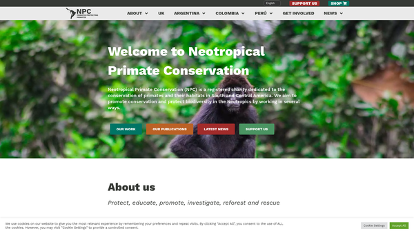 Screenshot of the Neotropical Primate Conservation website