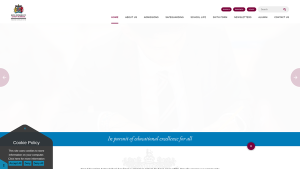 Screenshot of the King Edward Vi Aston School Parents' Association website