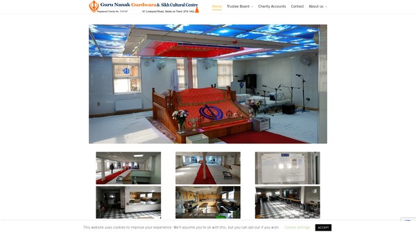 Screenshot of the Guru Nanak Gurdwara And Sikh Cultural Centre website
