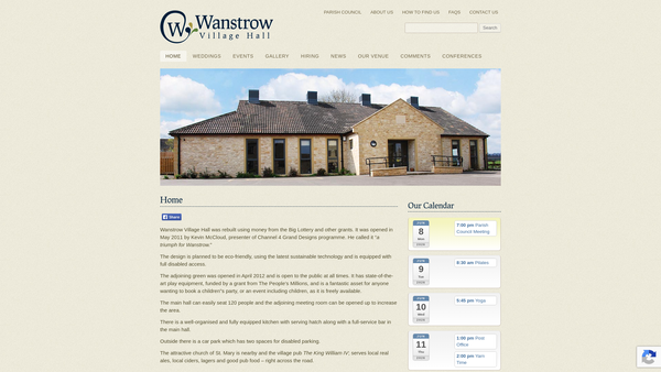 Screenshot of the Wanstrow Village Hall website