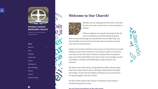 Screenshot of the Central Methodist Church Preston website