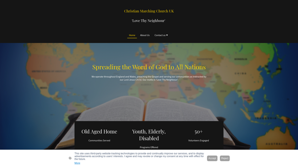 Screenshot of the Christian Marching Church UK website