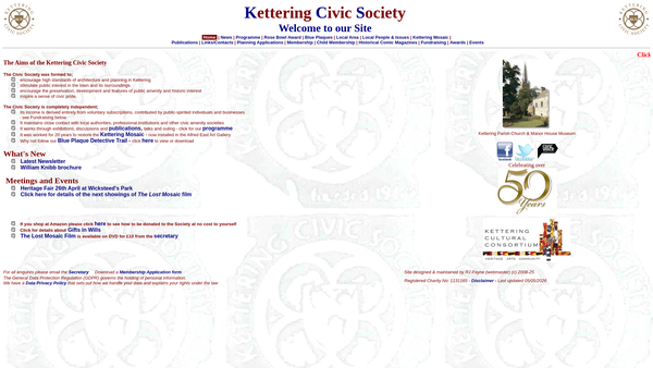Screenshot of the Kettering Civic Society website