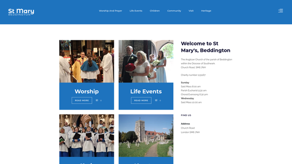 Screenshot of the The Parochial Church Council Of The Ecclesiastical Parish Of St Mary, Beddington website