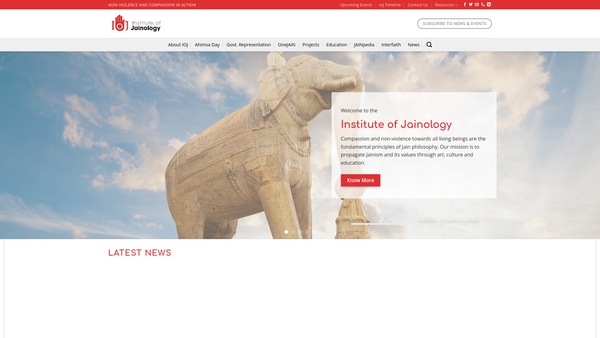 Screenshot of the Institute Of Jainology Limited website