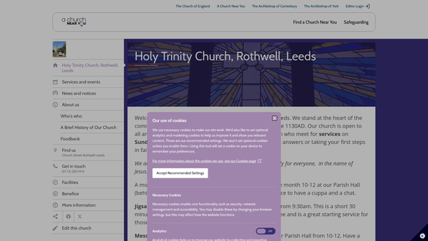 Screenshot of the The Parochial Church Council Of The Ecclesiastical Parish Of Rothwell, Leeds website