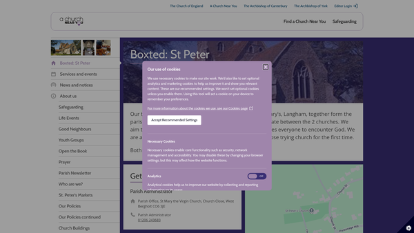 Screenshot of the The Parochial Church Council Of The Ecclesiastical Parish Of Langham St Mary With Boxted St Peter website