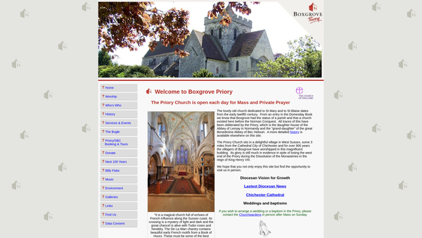 Screenshot of the The Parochial Church Council Of The Ecclesiatical Parish Of Boxgrove website