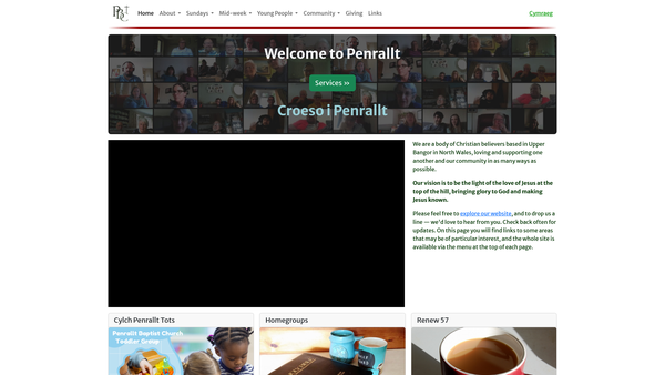 Screenshot of the Penrallt Baptist Church, Bangor website