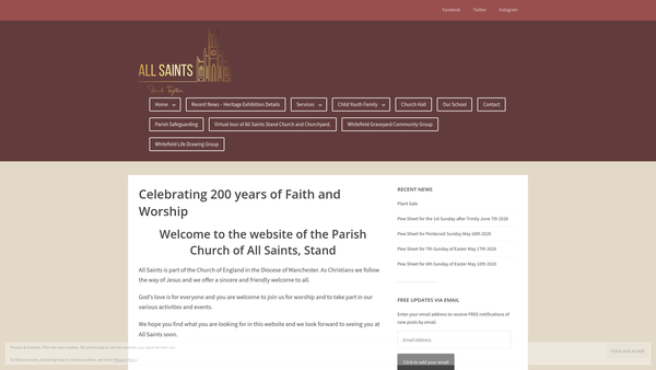Screenshot of the The Parochial Church Council Of The Ecclesiastical Parish Of All Saints Stand website