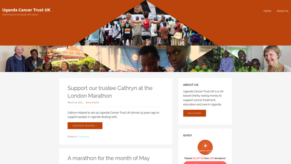 Screenshot of the Uganda Cancer Trust UK website