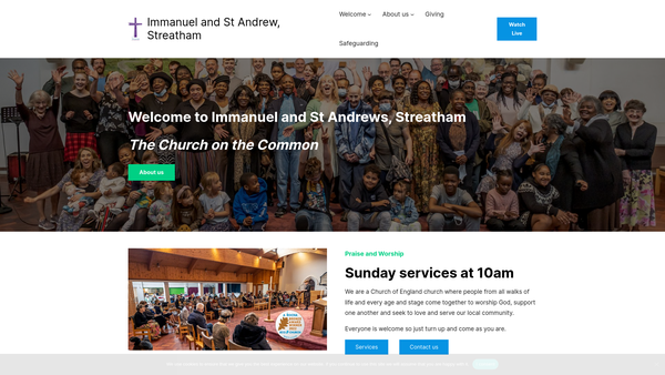 Screenshot of the The Parochial Church Council Of The Ecclesiastical Parish Of Streatham, Immanuel And Saint Andrew website
