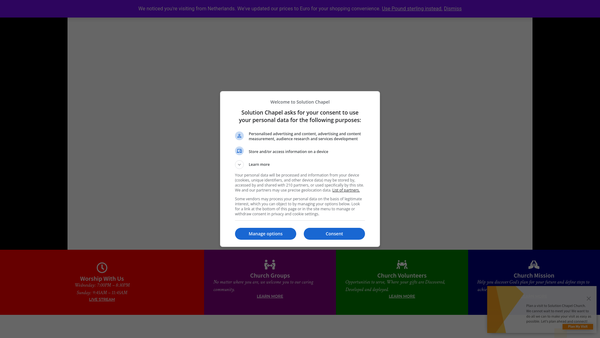 Screenshot of the Solution Chapel International website