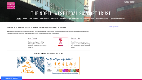 Screenshot of the North West Legal Support Trust website