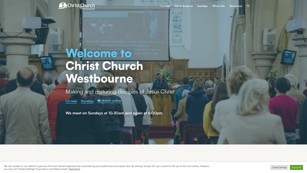 Screenshot of the Parochial Church Council Of Christ Church Westbourne website