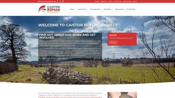 Screenshot of the Caistor Roman Project Limited website