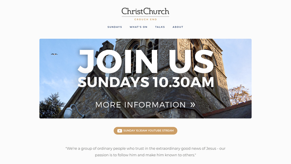 Screenshot of the The Parochial Church Council Of The Ecclesiastical Parish Of Christ Church Hornsey London Diocese website