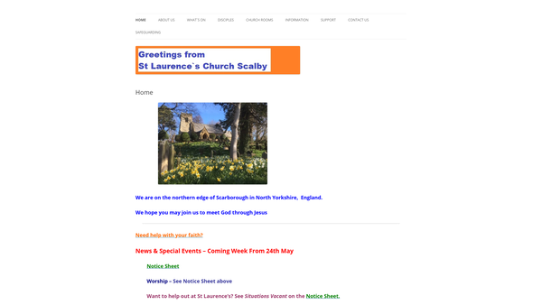 Screenshot of the The Parochial Church Council Of The Ecclesiatical Parish Of St Laurence, Scalby website