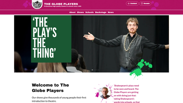 Screenshot of the The Globe Players Ltd website