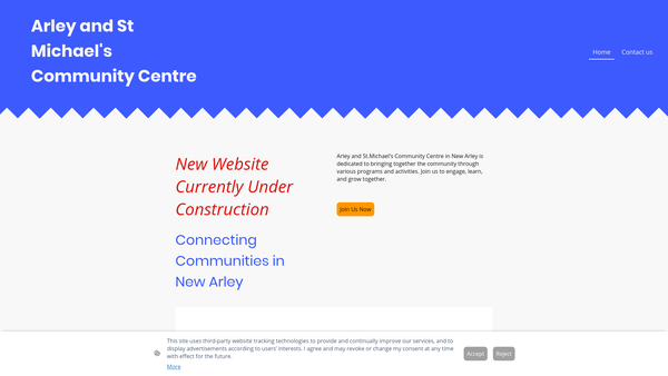 Screenshot of the Arley And St. Michael's Community Centre website