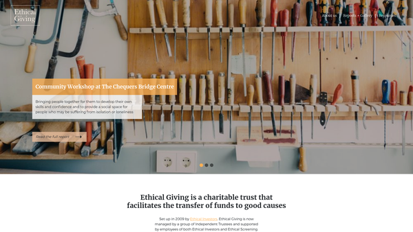 Screenshot of the Ethical Giving website