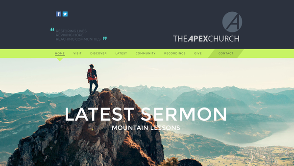 Screenshot of the The Apex Church website
