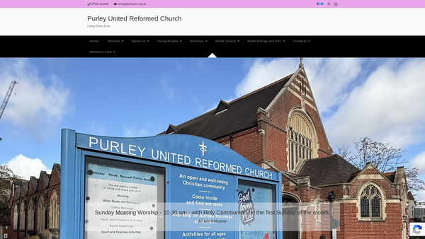 Screenshot of the Purley United Reformed Church website