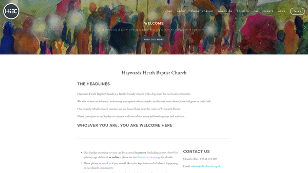 Screenshot of the Haywards Heath Baptist Church website