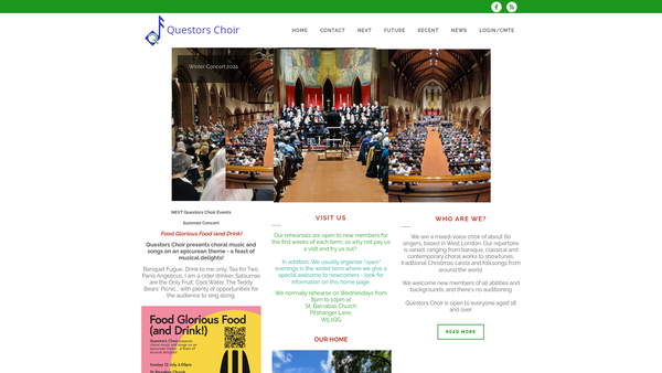 Screenshot of the Questors Choir website