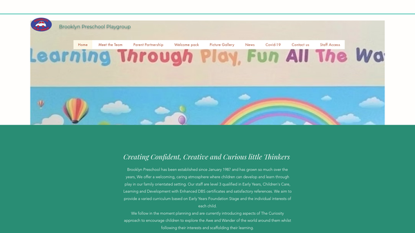 Screenshot of the Brooklyn Pre-School Playgroup Limited website