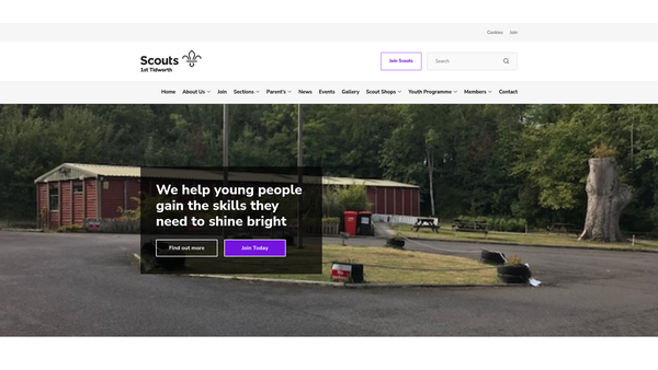Screenshot of the 1st Tidworth Scout Group website