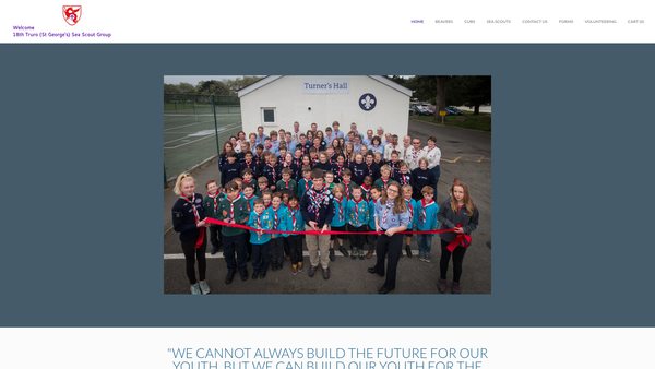 Screenshot of the 18th Truro St George's Scout Group website